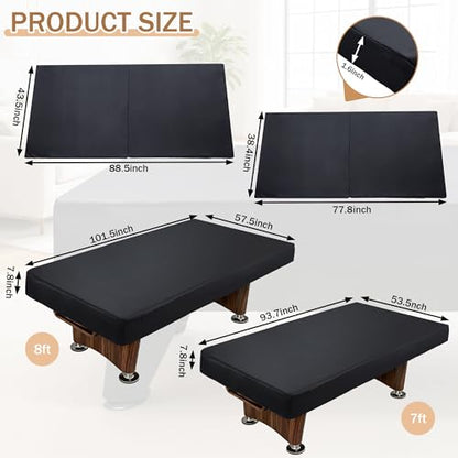 BALAPET Heavy Duty Leatherette Pool Table Cover and Insert Mat Set, Waterproof & Tearproof Indoor & Outdoor Billiard Table Cover, Foldable Foam Pool Table Insert for Table Conversion Topper - size: 88.5*43.5*1.6"