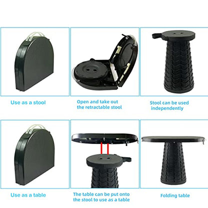 Portable Folding Table and Stool 2 in 1, Lightweight Collapsible Table for Camping Picnic Beach, Small Foldable Table for Party