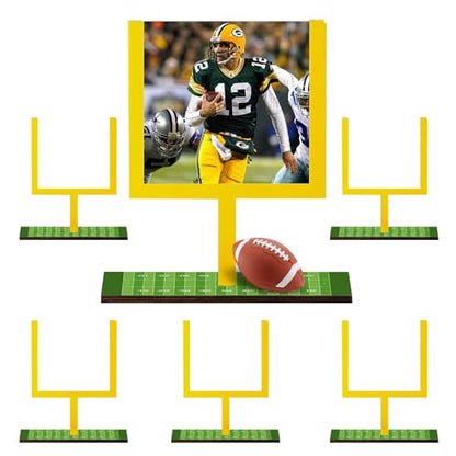 Football Goal Post Table Decoration with Bases,6PCS Field Goal Post Centerpieces for Table,4.33x3.94in Wooden Photo Frame for Table Centerpieces with Base for Fans Club Birthday Supplies