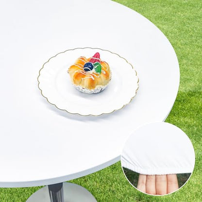 Small Round Fitted Table Cover Cocktail Table Topper Cap Elastic Tablecloth Stretch Spandex Tables Cloth for Bar Pub Party White 24 Inch - color: White, size: 24" (Round)