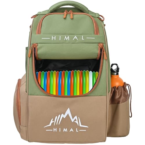HIMAL HIMAL Disc Golf Bag Holds 22+ Discs, Durable Disc Golf Backpack with Large Capacity, and Multiple Storage Pockets - color: Green