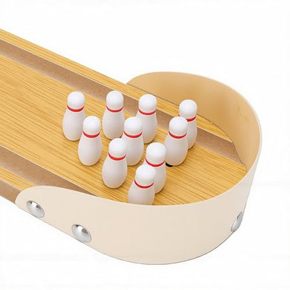 Tabletop Mini Bowling Game Set - Wooden Home Bowling Alley, Office Desk Toy Stress Relief Gadget, Compact Portable Fun for Adults Teens Kids Xmas Stocking Stuffers