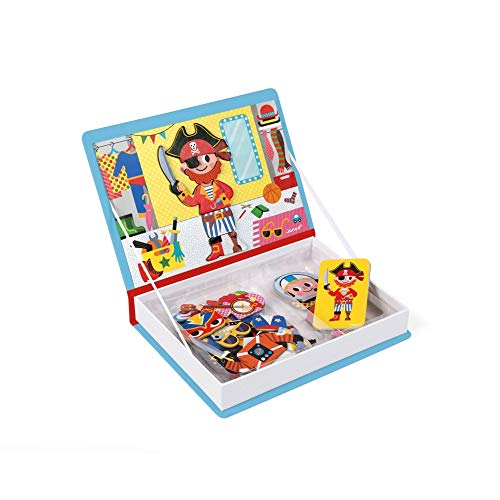Janod - MagnetiBook 45 pc Magnetic Boys Costumes Dress Up Game - Travel Entertainment - Encourages Imaginative Play - Boosts Creativity and Confidence - Enhances Fine Motor Skills - style: Boys Costumes