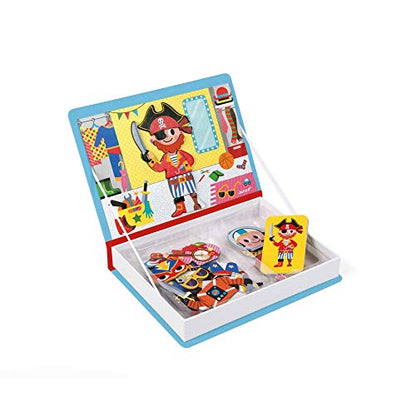 Janod - MagnetiBook 45 pc Magnetic Boys Costumes Dress Up Game - Travel Entertainment - Encourages Imaginative Play - Boosts Creativity and Confidence - Enhances Fine Motor Skills - style: Boys Costumes