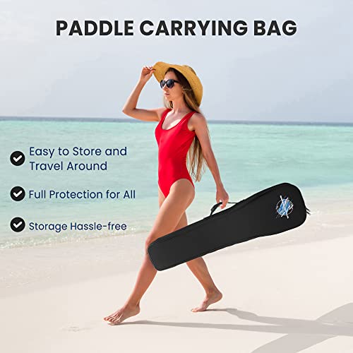 SereneLife Carbon Fiber Paddle Board | 70-86 Inches Adjustable SUP Paddle | 3-Piece Lightweight 60% Carbon Fiber Shaft | Oval Shaft Lever Lock Clamp with Comfortable Grip | Carrying Bag Included