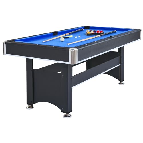 Pool and Ping Pong Table for Home Billiard Table with Table Tennis Top and Blue Felt Ping Pong and Pool Table Combo with Billiards Parts and Table Tennis Accessories for Basements Bars Clubs Community