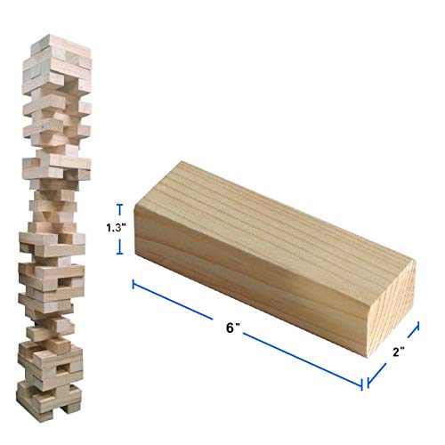 EASYGO PRODUCTS 54 Piece Large Wood Block Stack & Tumble Tower Toppling Blocks Game Great for Game Nights for Kids, Adults & FamilyStorage Bag