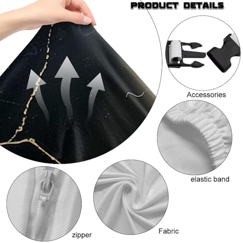Suobstales Black Golden Marble Pattern Gaming Chair Cover with Armrest Covers, Stretchable Gaming Computer Office Chair Seat Cover Slipcovers with Zipper Universal Ergonomic Rotating Armchair Covers - color: Black Golden Marble