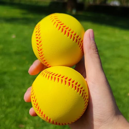 12 Pack Foam Baseballs Softballs Foam Training Ball for Kids Beginners, 9 inch Practice Baseballs Tballs, Safe Throwing, Catching and Batting Practice - color: Yellow