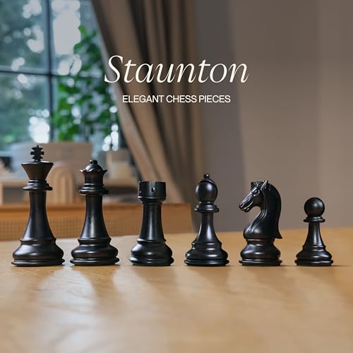 Rook & Roll Tournament Size Chess Set for Adults 15+ with 54 Opening Cards, 20”x20” Roll Up Mousepad Board, Triple Weighted Staunton Pieces, 3.75” King, 2.2 oz, 2 Extra Queens, EVA Case