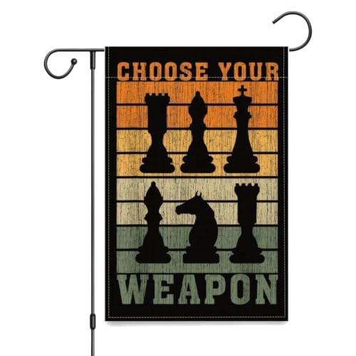 Choose Your Weapon Retro Chess Master Pieces Game Club Humor Yard Flags,12x18 Inch Garden Flag Double Sided Tapestry Decor for Holiday Decoration Outdoor - color: black 0