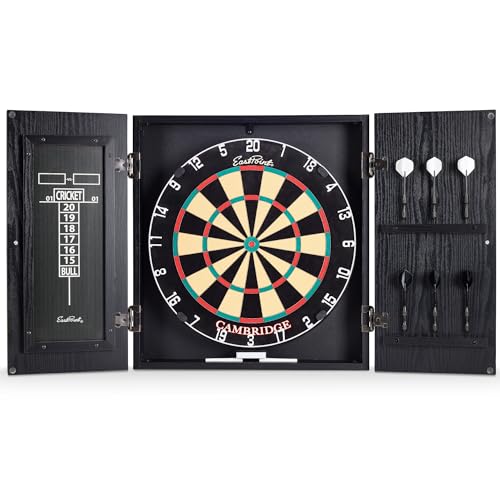 EastPoint Sports Official Size Dart Board Cabinet Set- Easy-Assembly & Complete with 6 Deluxe Steel Tip Darts and Accessories -Premium Darts Set with Scoreboard for Bar Games & Indoor Games - color: Cambridge