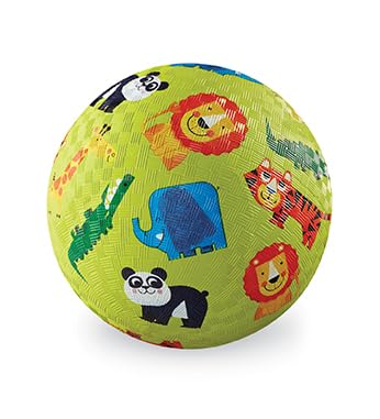 Crocodile Creek Playground Ball - Durable Rubber Ball for Kids Ages 3 and Up - Bouncy Inflatable Ball for Kickball, Indoor Games, and Outdoor Sports - PVC-Free - color: Jungle, size: 5 Inch