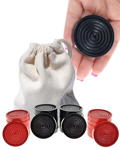 WE Games Wooden Checkers Pieces with Drawstring Storage Bag - 24 Checker Pieces Only - Red & Black, 2-inch Diameter - size: 2 inch diameter