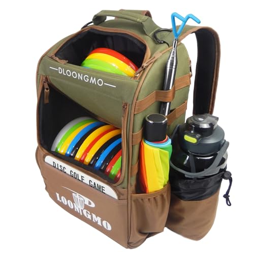 Disc Golf Bag, Durable Disc Golf Backpack Holds 22+ Discs, Large Capacity with Multiple Storage Pockets - color: Coffee