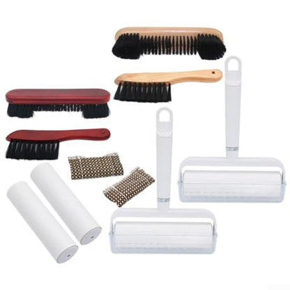 Complete Billiard Cleaning Set with Pool Table Brush Cue Shaft Cleaner Sticky Lint Roller and Spare for Indoor Use