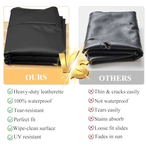 Saking Leatherette Pool Table Cover, Heavy Duty 8FT Billiard Table Cover Indoor & Outdoor, Waterproof & Tearproof Cover for Pool Table, Black, 8FT-100"LX 56"WX 8"H