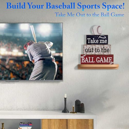 Baseball Party Table Decorations: 4 Pcs Baseball Wooden Sign Blocks Table Centerpieces Sports Signs Tabletop Tiered Tray Decor for Fans Boys Birthday Party Sport Club Home Shelf School Desk Locker