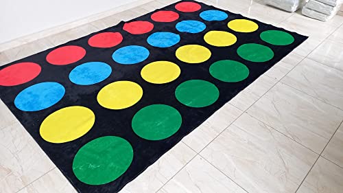 Family Game Party Twister Rug - Black Cotton Area Rug C1027S (63"x83"=160x210cm) for Kids - size: (63”x83”)=160x210cm