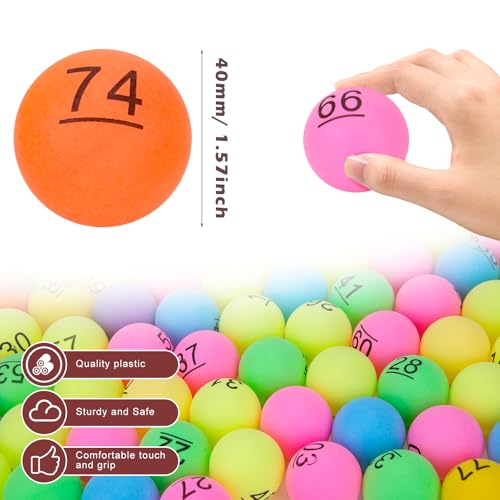 SelfTek 100Pcs Numbered Table Tennis Balls Beer PingPong 40mm Raffle Balls Lottery Balls Printed with Numbers for Party Games - color: colorful