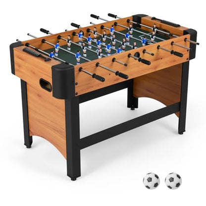 Goplus Foosball Table, 47" Competition Full Size Soccer Game Table with 22 Players, 2 Balls, Home Arcade Football Table Set for Adults, Family Nights, Game Rooms, Parties - color: Natural