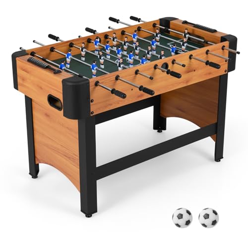 Goplus Foosball Table, 47" Competition Full Size Soccer Game Table with 22 Players, 2 Balls, Home Arcade Football Table Set for Adults, Family Nights, Game Rooms, Parties - color: Natural
