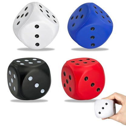 Large Foam Dice, 4 PCS 2.36 Inch Soft Jumbo Dice Set – 6 Sided Squeeze Stress Relief Game Dice for Family Game Night, Party Supplies - color: Multi-color