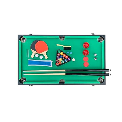 KICK Quad 48" 4-in-1 Multi Game Table – Foosball, Billiards/Pool, Glide Hockey & Ping Pong - color: Brown