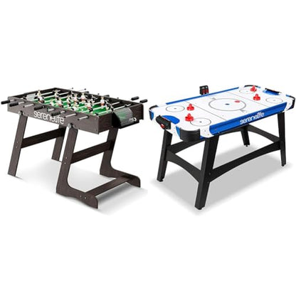 SereneLife Full Size Foosball & 58" Air Hockey Tables, Soccer Set with Accessories