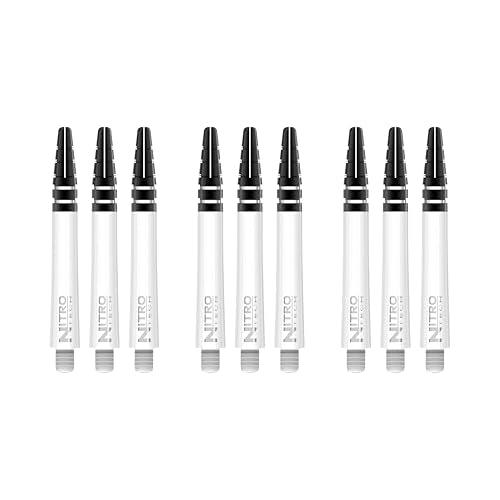 RED DRAGON Nitrotech Dart Shafts - Transparent Polymer Stems with Flight Locking System for Secure Flight Retention - Available in Short, Intermediate & Medium Sizes and Multiple Colors - color: White