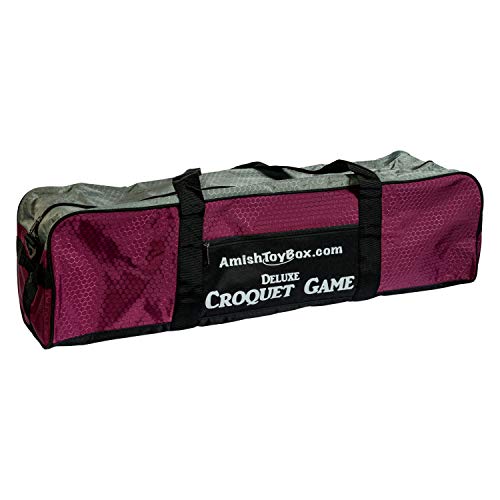 Deluxe 8-Player Croquet Game Set with Duffel Carry Bag (Eight 28" Handles) - size: Eight 28" Handles