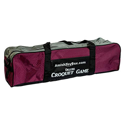 Deluxe 8-Player Croquet Game Set with Duffel Carry Bag (Eight 28" Handles) - size: Eight 28" Handles