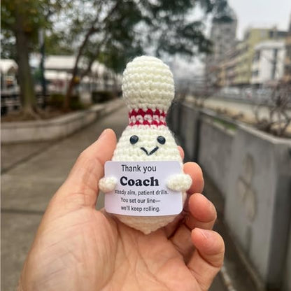 Bowling Accessories Crochet Gifts, Emotional Support Bowling Pin Office Desk Decor Decorations for Women Men (Thank You Coach) - style: Thank You Coach