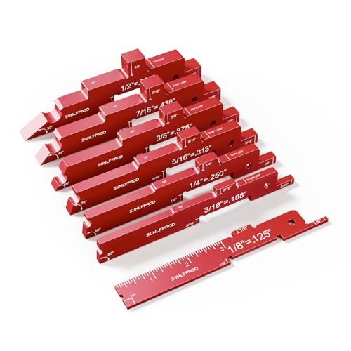 Router Setup Blocks Woodworking 7pcs Aluminum Precision Router Table Set Up Bars for Woodworking & Routers Setup Bars Woodworking Setup Thickness, Depth Height Angle Drill Diameter (Red)