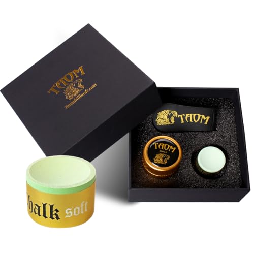 TAOM Upgrade Pool Chalk Holder Round Shaped Practical Tool Billiards Accessories Magnetic Mini Chalk Tip Case Container Round Box Billiards,Cue Tip Tool Scuffer Shaper - color: 1-Gift Set-Yellow with Pyro Green