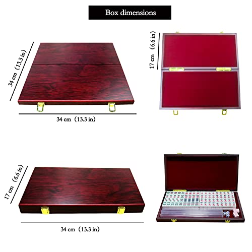 Miniature Chinese Mahjong Game Set with Foldable Table 144 Mini-Tiles, Case, and Accessories, Travel Set (Pink, 22MM) - color: Pink