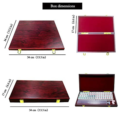 Miniature Chinese Mahjong Game Set with Foldable Table 144 Mini-Tiles, Case, and Accessories, Travel Set (Pink, 22MM) - color: Pink