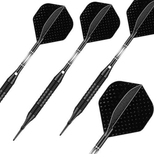 Darts Plastic Tip Set - 18g 21g Colorful Rainbow Soft Tip Darts 50 Anti-Loose O-Rings 6 Shaft (Aluminum/Nylon 45mm) 6 Durable Flights Extra 50 Soft Tips Electronic Dartboard - color: Black-DART-D