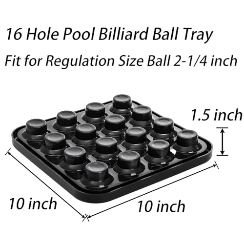 TOPZEA 3 Pack Standard Pool Billiard Ball Tray, Black Sturdy Plastic Billiard Balls Carrying & Storage Trays for 16 Balls Full Set Regulation Size Ball 2-1/4 inch, Pool Table Accessories
