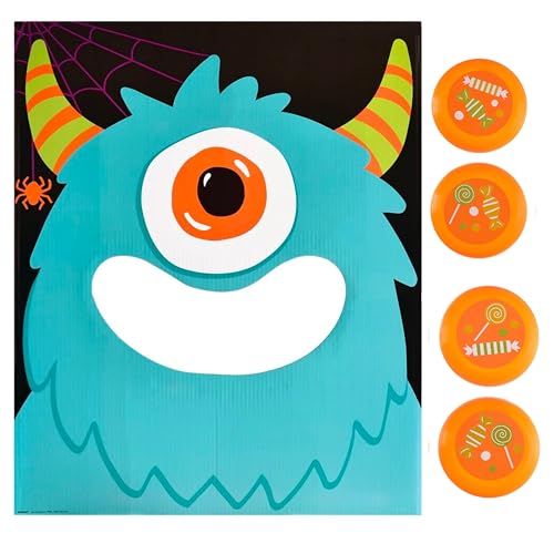 Adorable Cyclops Monster Halloween Disc Toss Game (1 Set) Suitable for Indoor and Outdoor Use - Fun & Exciting Board Game