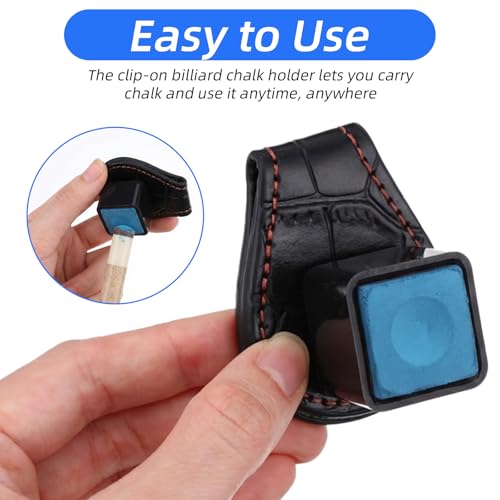 Prasacco Pool Chalk Holder, Magnetic Leather Pool Cue Chalk Holder with Belt Clip Billiard Accessories Black for Snooker and Stylish Billiard Accessories