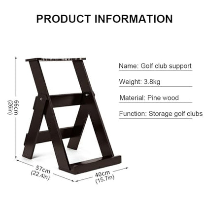 Solid Wood Golf Club Storage Rack - Holds 7 Clubs, Wooden Golf Putter Display Stand Indoor & Outdoor Golf Club Organizer Display Rack 15.7x22.4x26 inch