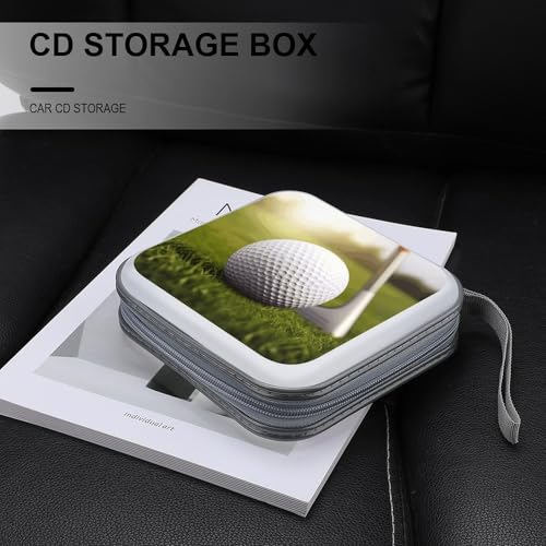 Sport Golf Ball CD Case with Zipper 40 Capacity DVD Case Holder Hard Plastic DVD Disc Storage Box Portable Disc Storage Organizer CD Wallet Bag Media Disc Wallet for Car Home