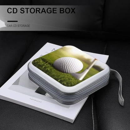 Sport Golf Ball CD Case with Zipper 40 Capacity DVD Case Holder Hard Plastic DVD Disc Storage Box Portable Disc Storage Organizer CD Wallet Bag Media Disc Wallet for Car Home