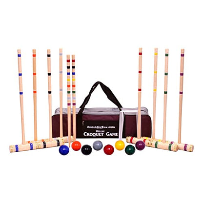 Deluxe 8-Player Croquet Game Set with Duffel Carry Bag (Eight 32" Handles) - size: Eight 32" Handles