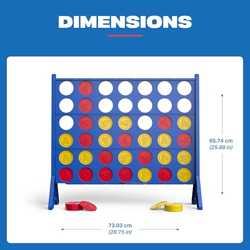 EastPoint Oversized Connect 4 Game - Oversized Edition, Blue, 42-Count Discs - Giant Connect 4 for Lawn & Yard Play - Board Games for Kids & Adults - Quick Slide-Release Reset for Travel & Parties