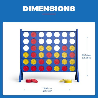 EastPoint Oversized Connect 4 Game - Oversized Edition, Blue, 42-Count Discs - Giant Connect 4 for Lawn & Yard Play - Board Games for Kids & Adults - Quick Slide-Release Reset for Travel & Parties