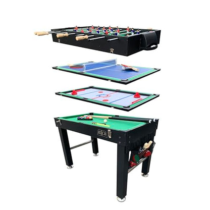 KICK Quad 48" 4-in-1 Multi Game Table – Foosball, Billiards/Pool, Glide Hockey & Ping Pong - color: Black