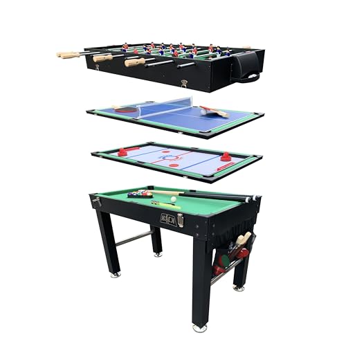 KICK Quad 48" 4-in-1 Multi Game Table – Foosball, Billiards/Pool, Glide Hockey & Ping Pong - color: Black