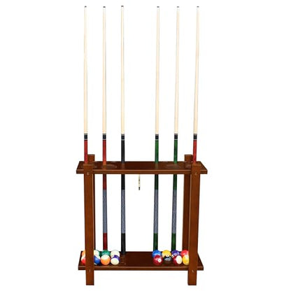 Hathaway Classic Floor Billiard Pool Cue Rack - color: Antique Walnut